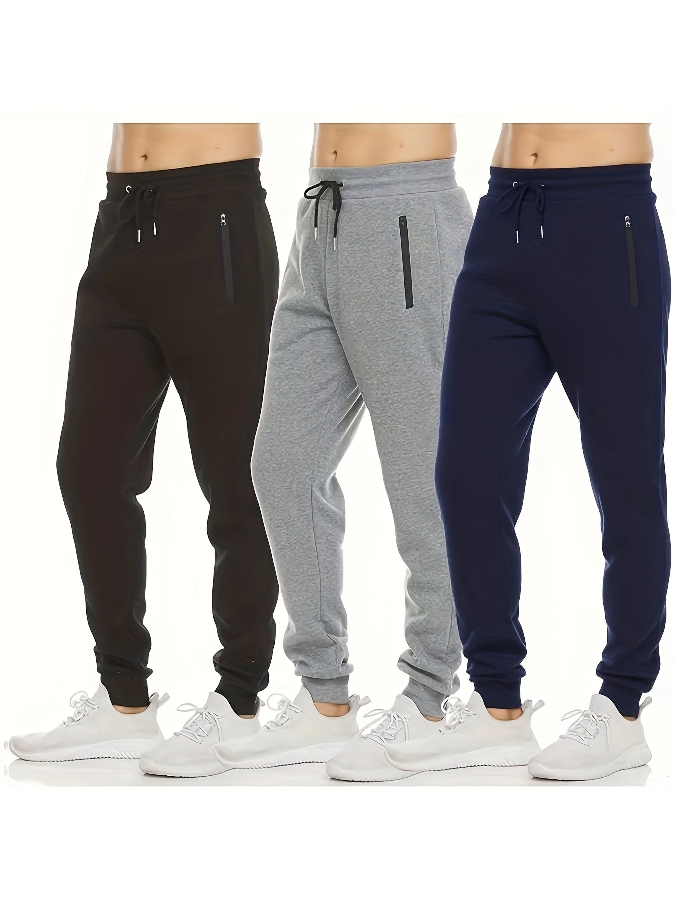 Men's Jogger Pants - Drawstring Waist With Pockets Workwear Style – Black option – view 4