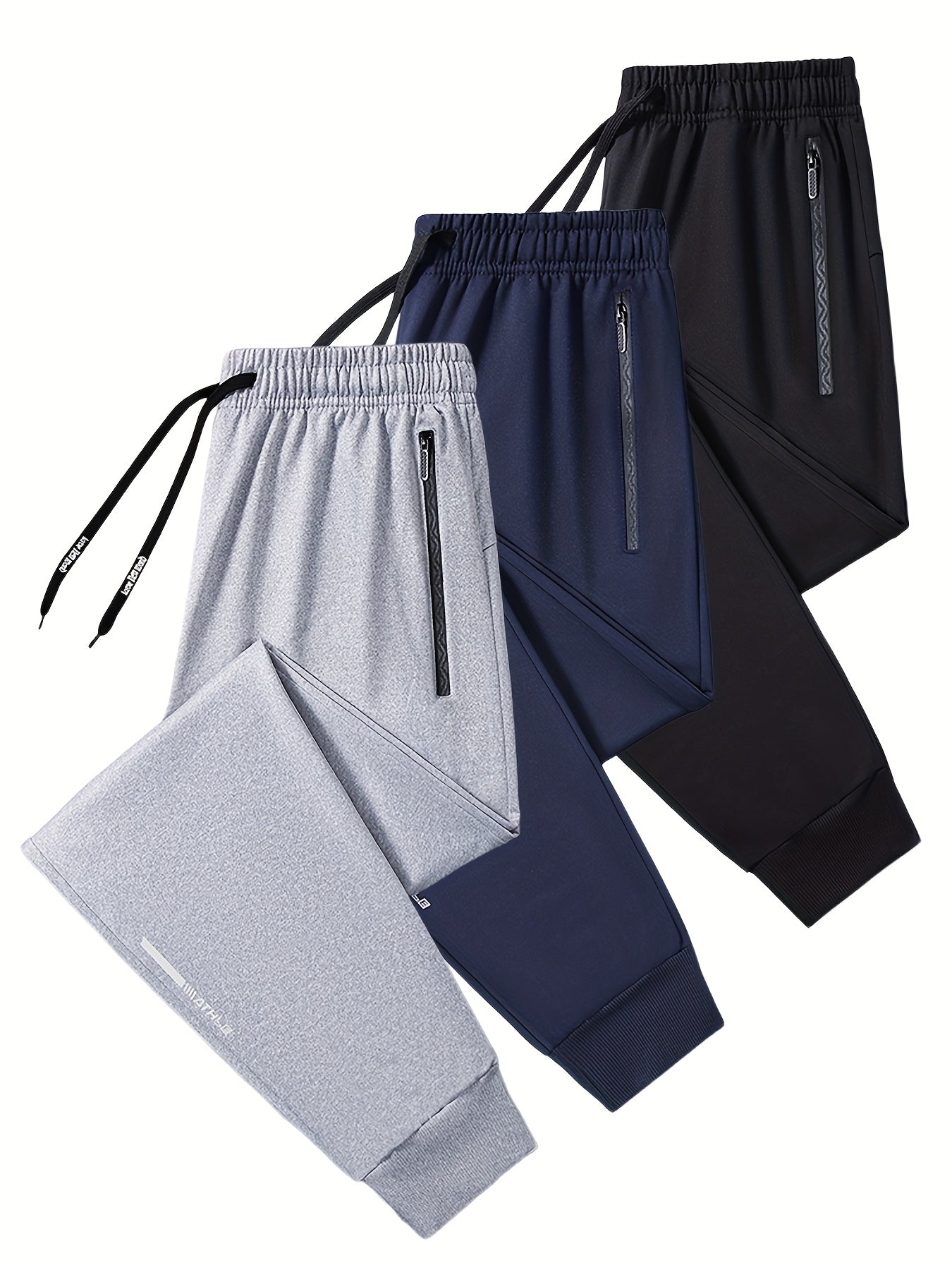Men's Joggers – Men's Black+light Grey+dark Blue Pants – view 8