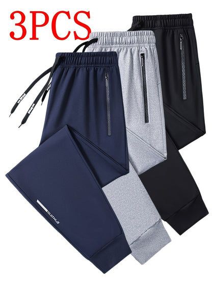 Men's Joggers – Men's Black+light Grey+dark Blue Pants – Black option – view 2