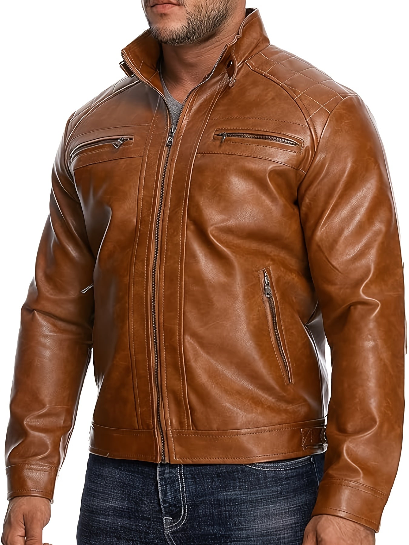 Men's Lightweight Faux Leather Pullover Coat – view 12