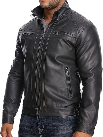 Men's Lightweight Faux Leather Pullover Coat – brown option – main product image