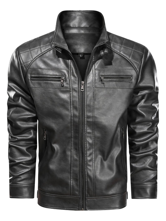 Men's Lightweight Faux Leather Zip-Up Jacket – main product image