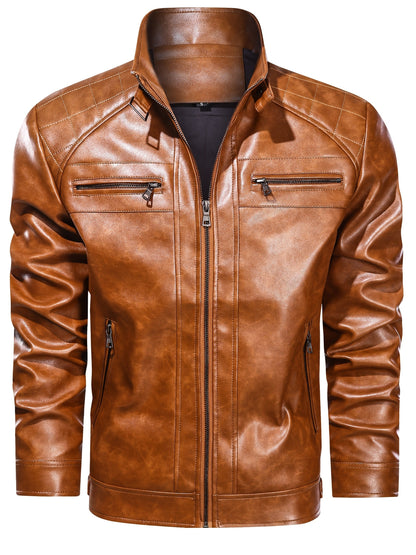Men's Lightweight Faux Leather Zip-Up Jacket – view 6