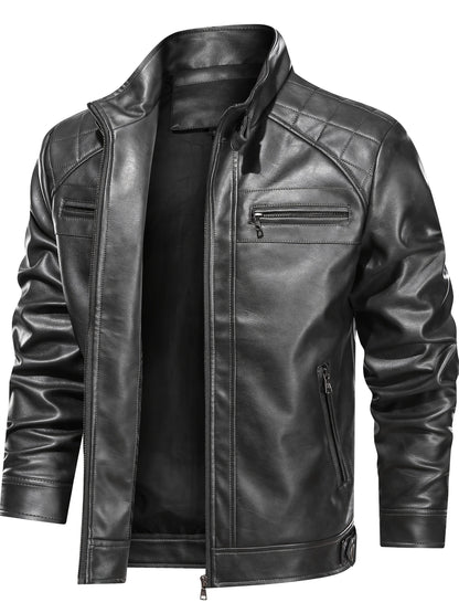 Men's Lightweight Faux Leather Zip-Up Jacket – view 7