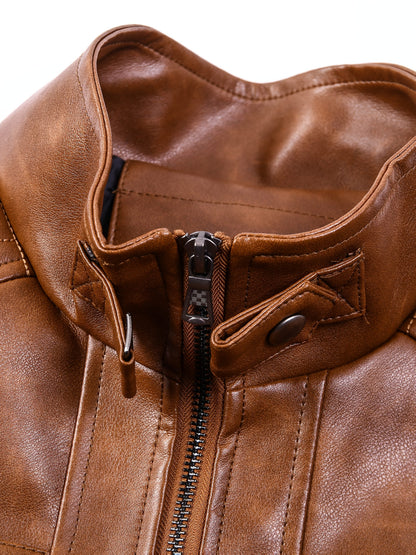 Men's Lightweight Faux Leather Zip-Up Jacket – view 8