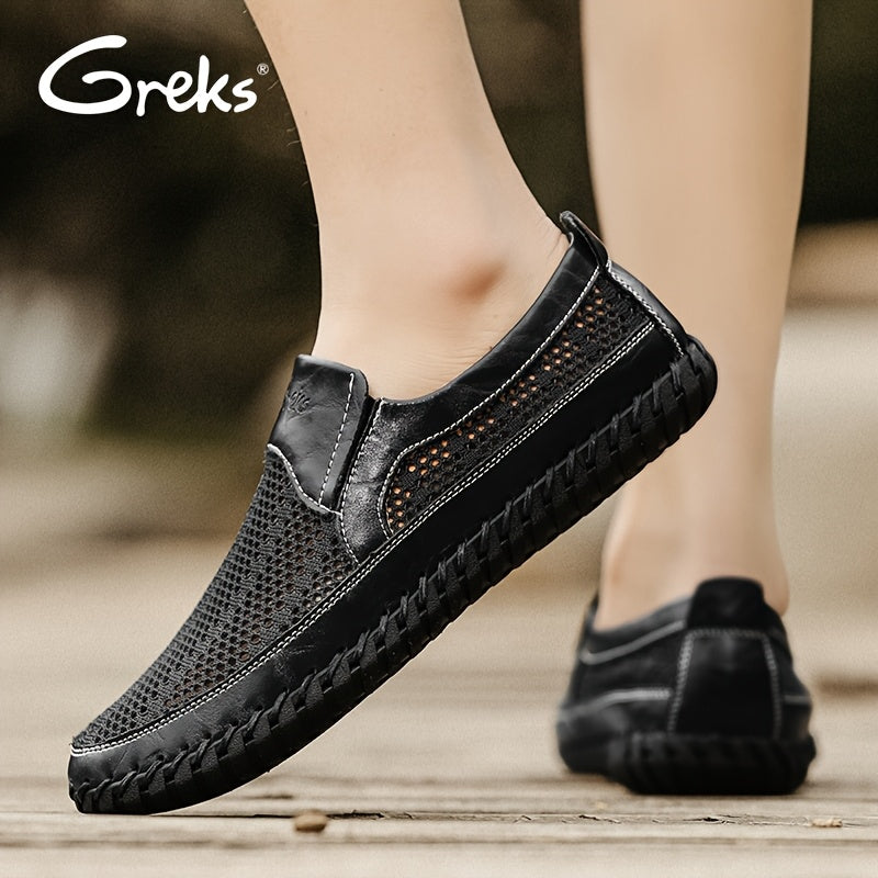 Men's Loafers & Flats - Breathable Mesh Slip-On for Outdoor & – Black – Black option – main product image