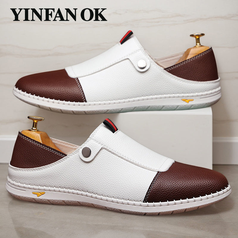 Men's Loafers & Flats - Slip-On for Everyday Wear – Dark Brown / White – view 3