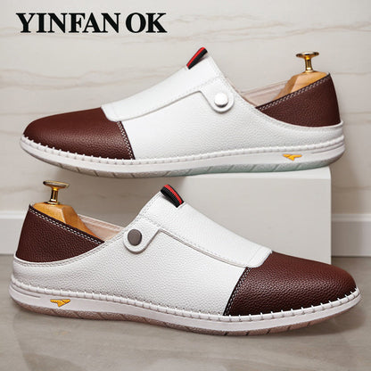 Men's Loafers & Flats - Slip-On for Everyday Wear – Dark Brown / White – view 3