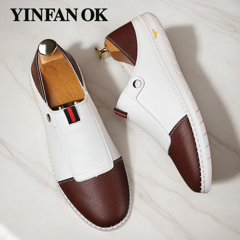 Men's Loafers & Flats - Slip-On for Everyday Wear – Dark Brown / White – view 4
