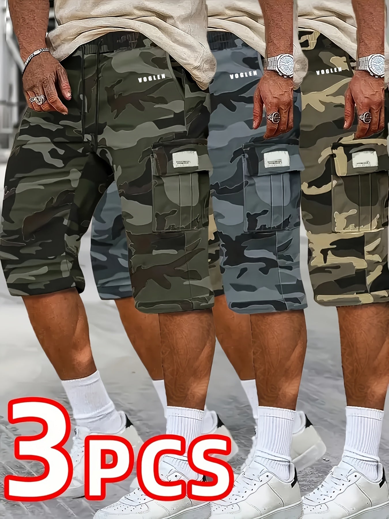 Men's lvse+kaqise+huise Polyester Utility Cargo Shorts – view 3