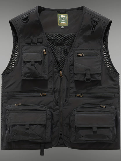 Men's Multi-Pocket Cargo Vest - Zip Front Outdoor Storage – view 2