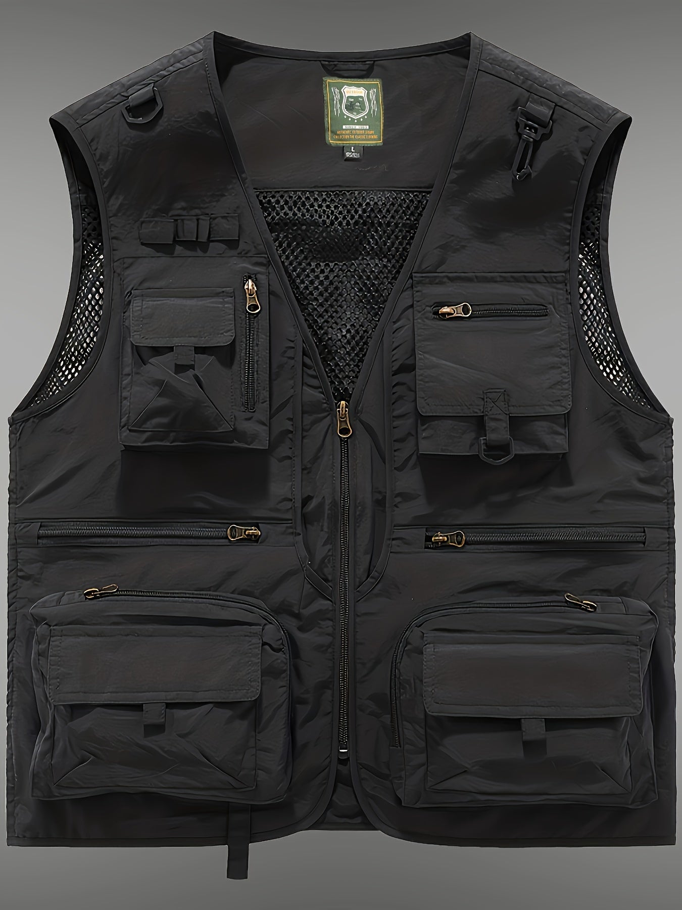 Men's Multi-Pocket Cargo Vest - Zip Front Outdoor Storage – view 5