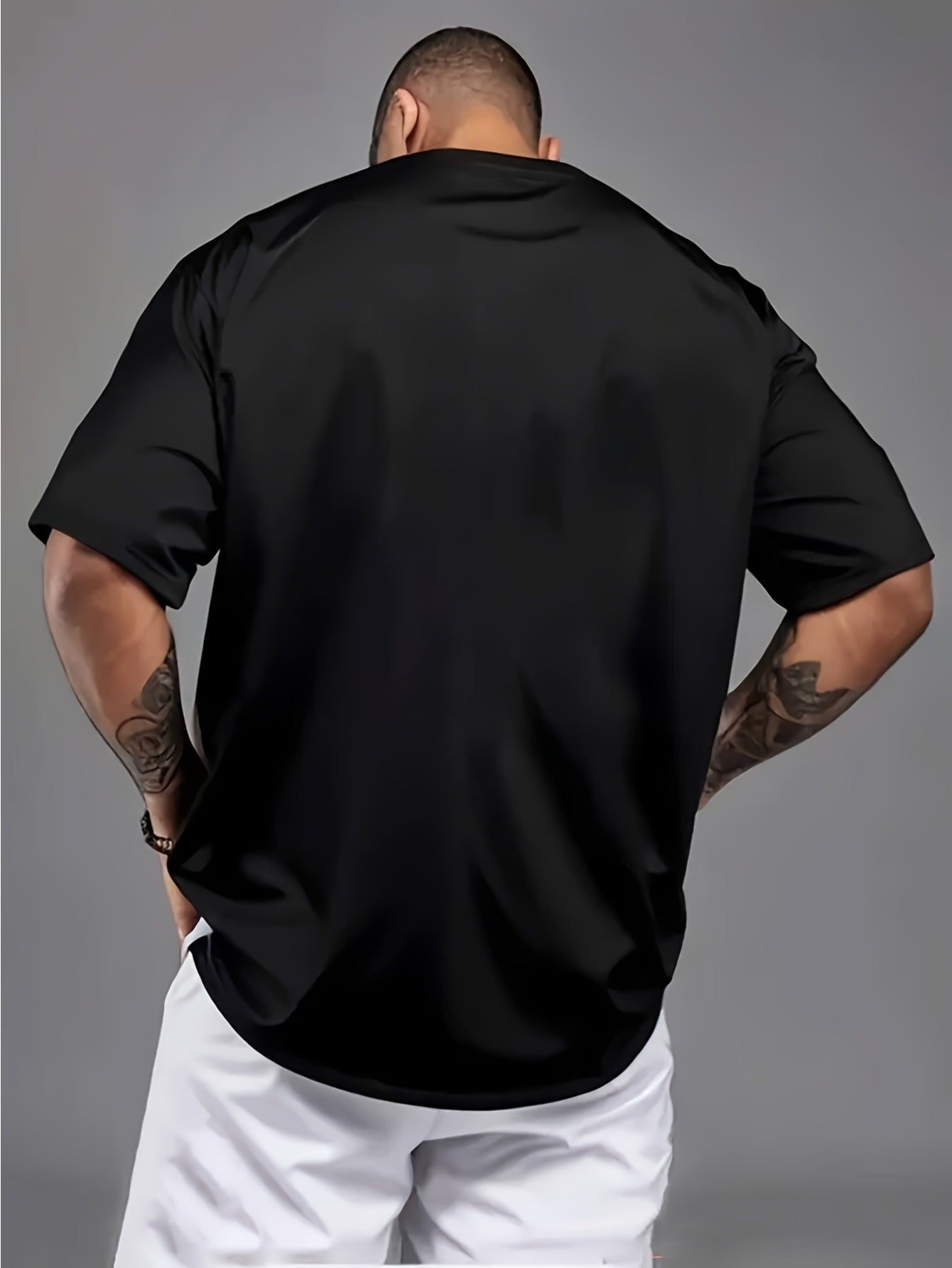 Men's Oversized T-Shirt - Round Neck Short Sleeve – Black – view 13
