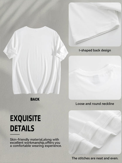 Men's Oversized T-Shirt - Round Neck Short Sleeve – White Colorway 06341 detail view