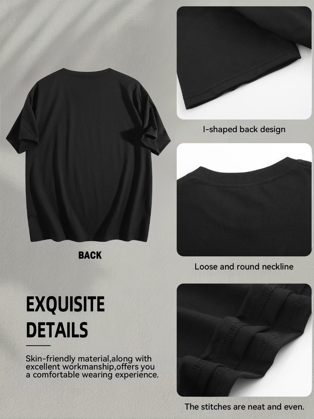 Men's Oversized T-Shirt - Round Neck Short Sleeve – White Colorway 06341 detail view