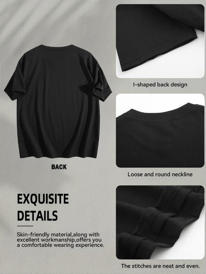 Men's Oversized T-Shirt - Round Neck Short Sleeve – White Colorway 06341 detail view