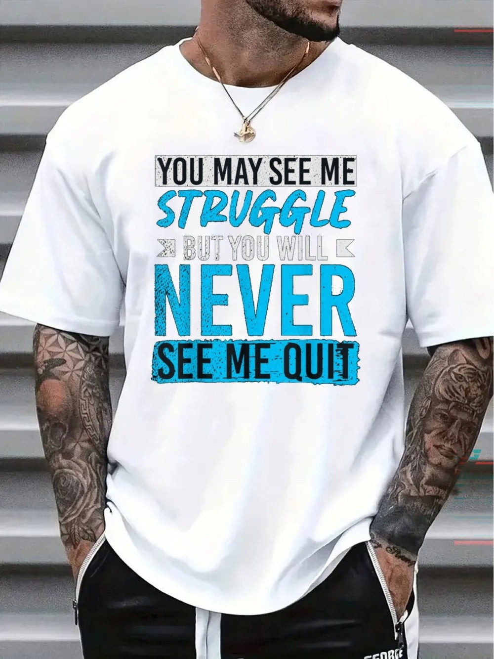 Men's Oversized T-Shirt - Round Neck Short Sleeve – White Colorway 06341 detail view