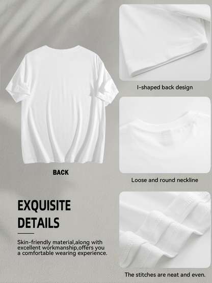 Men's Oversized T-Shirt - Round Neck Short Sleeve – White Short-Sleeve – view 4