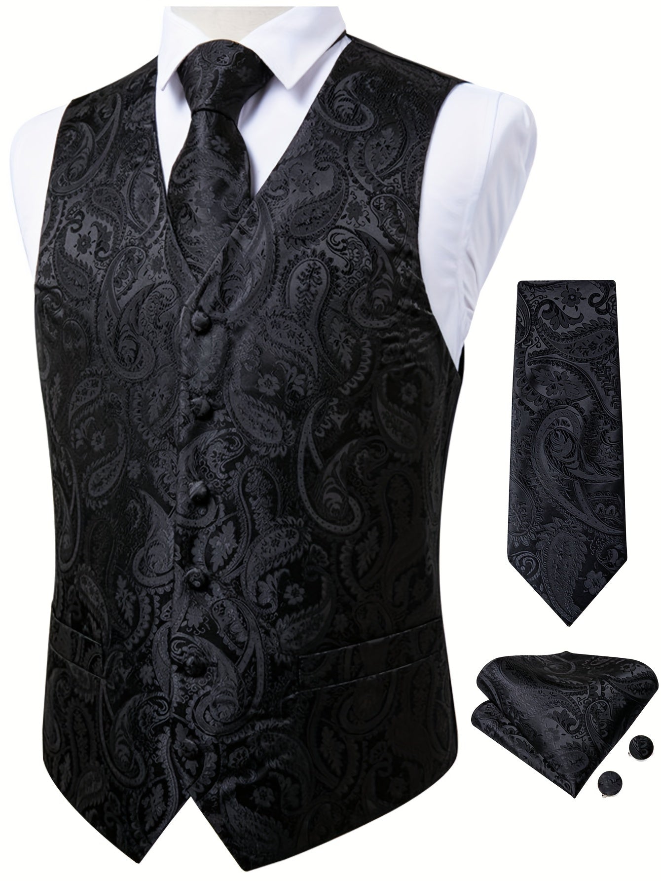 Men's Paisley Suit Vest and Tie Set - Plus Size – view 2