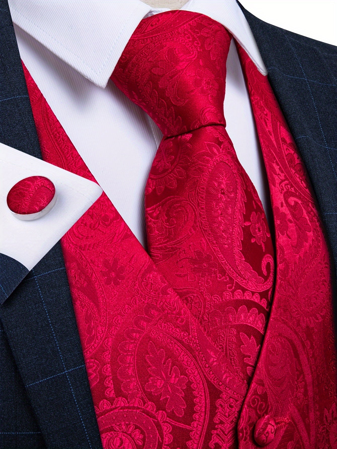 Men's Paisley Suit Vest and Tie Set - Plus Size – view 8