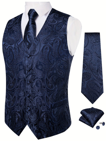 Men's Paisley Suit Vest and Tie Set - Plus Size – Red option – view 4