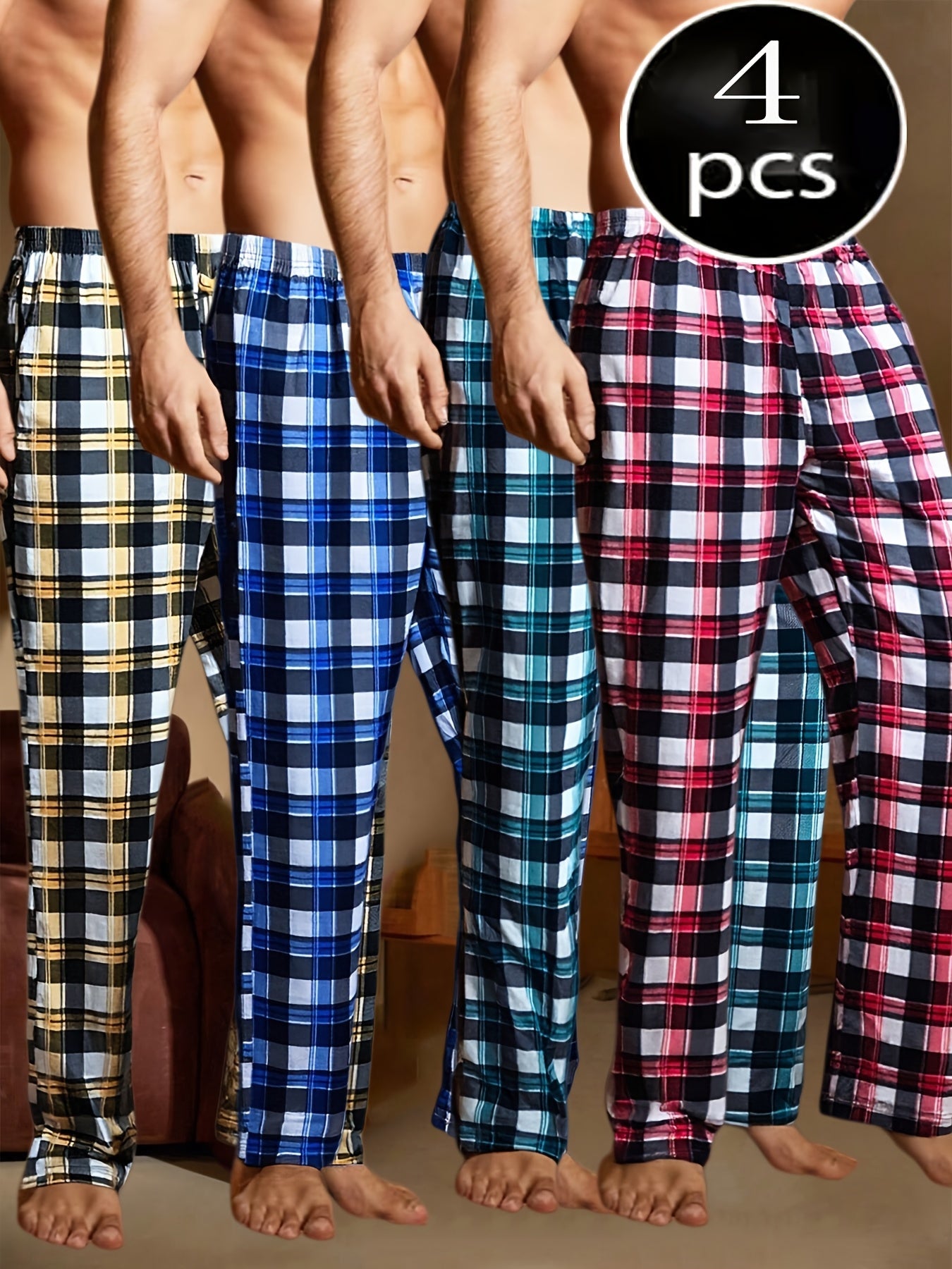 Men's Pajama Pants - Plaid – 4Pcs Colorway 56965 – main product image