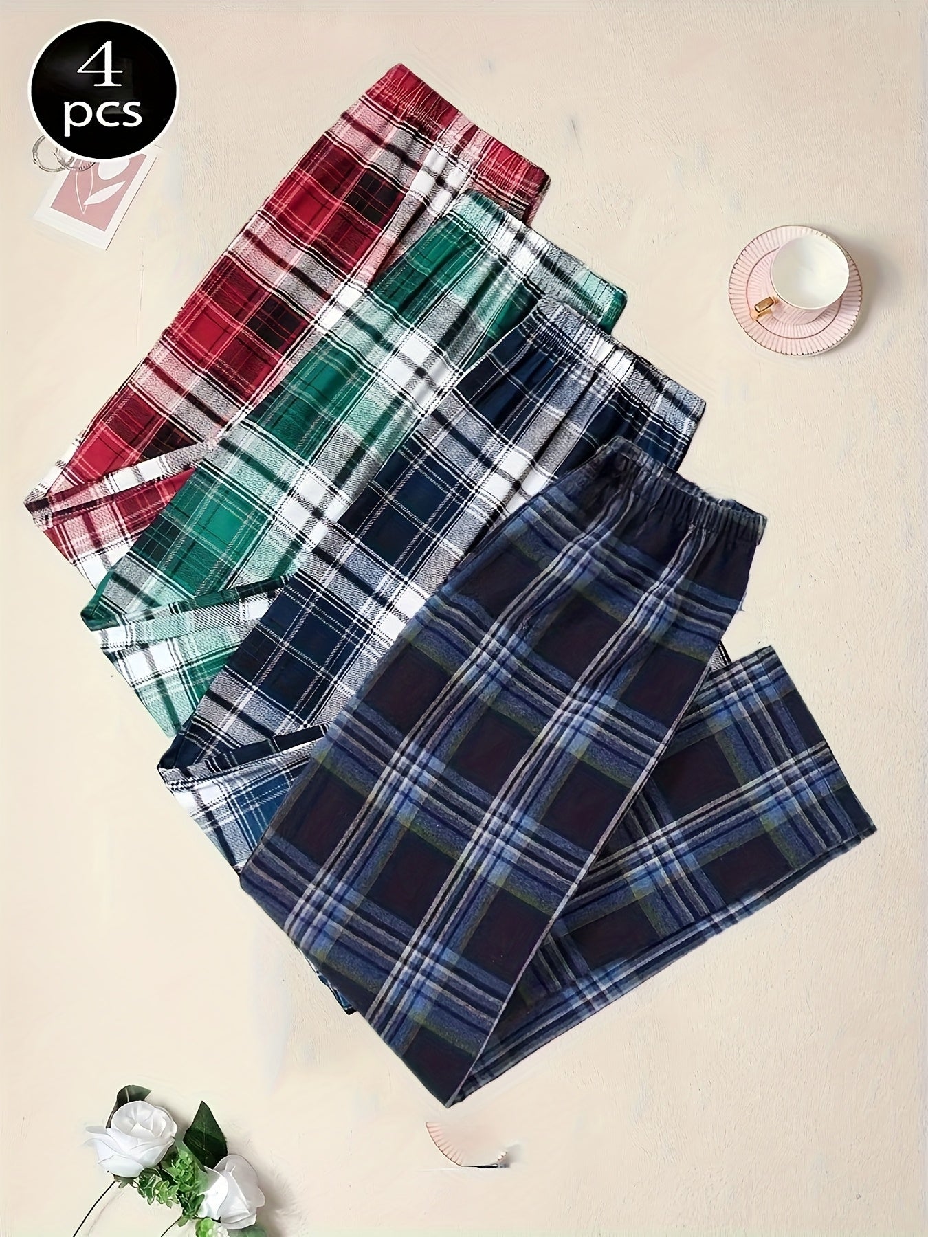 Men's Pajama Pants - Plaid – 4PcsN2 – view 2