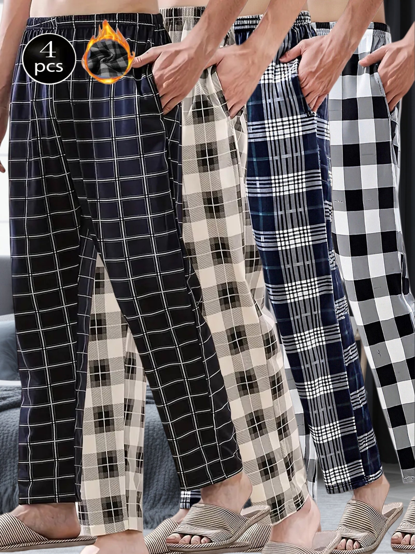 Men's Pajama Pants - Plaid – 4PcsN2 – view 3