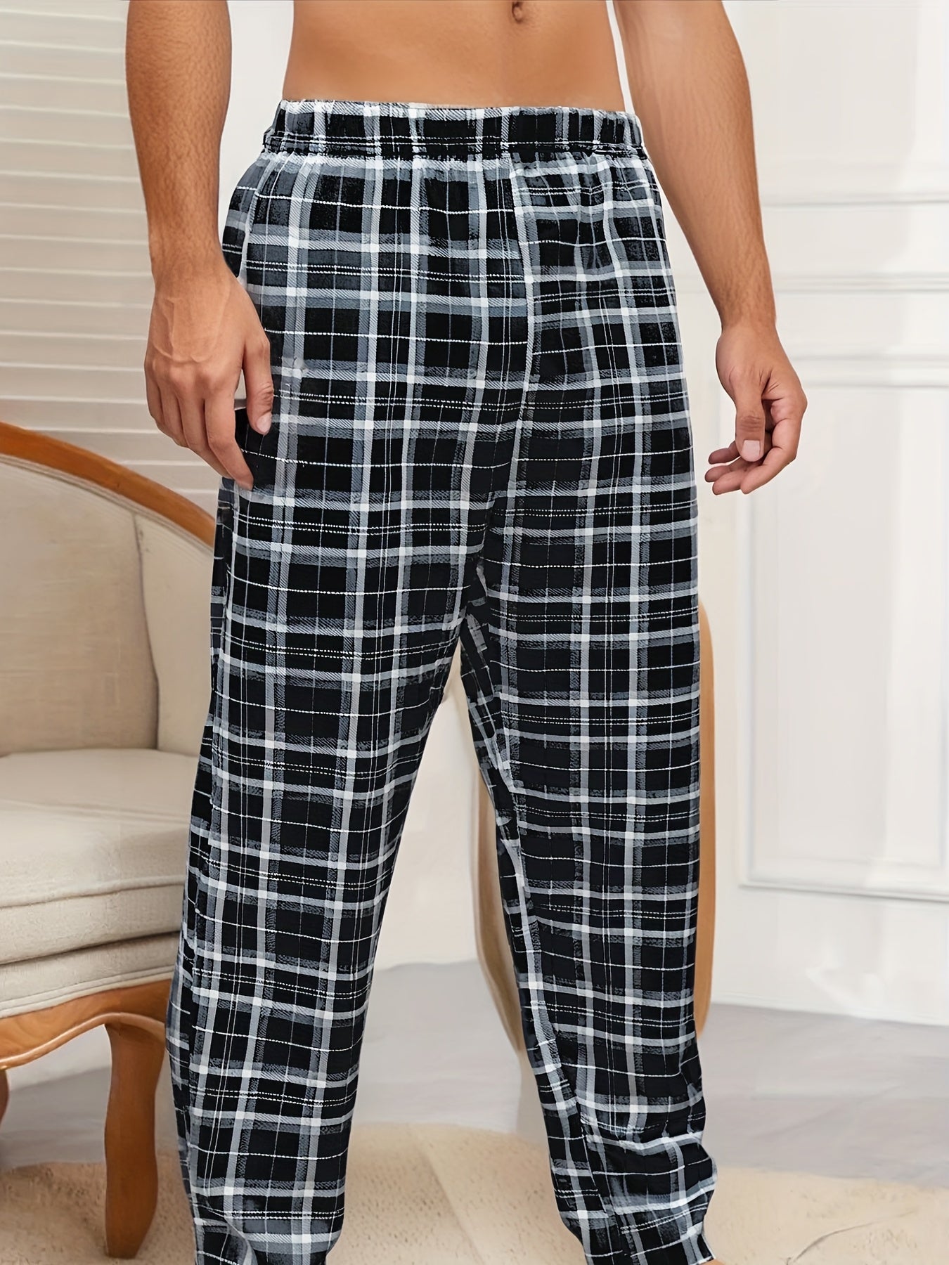 Men's Pajama Pants - Plaid – Mixed colors Knit – view 4