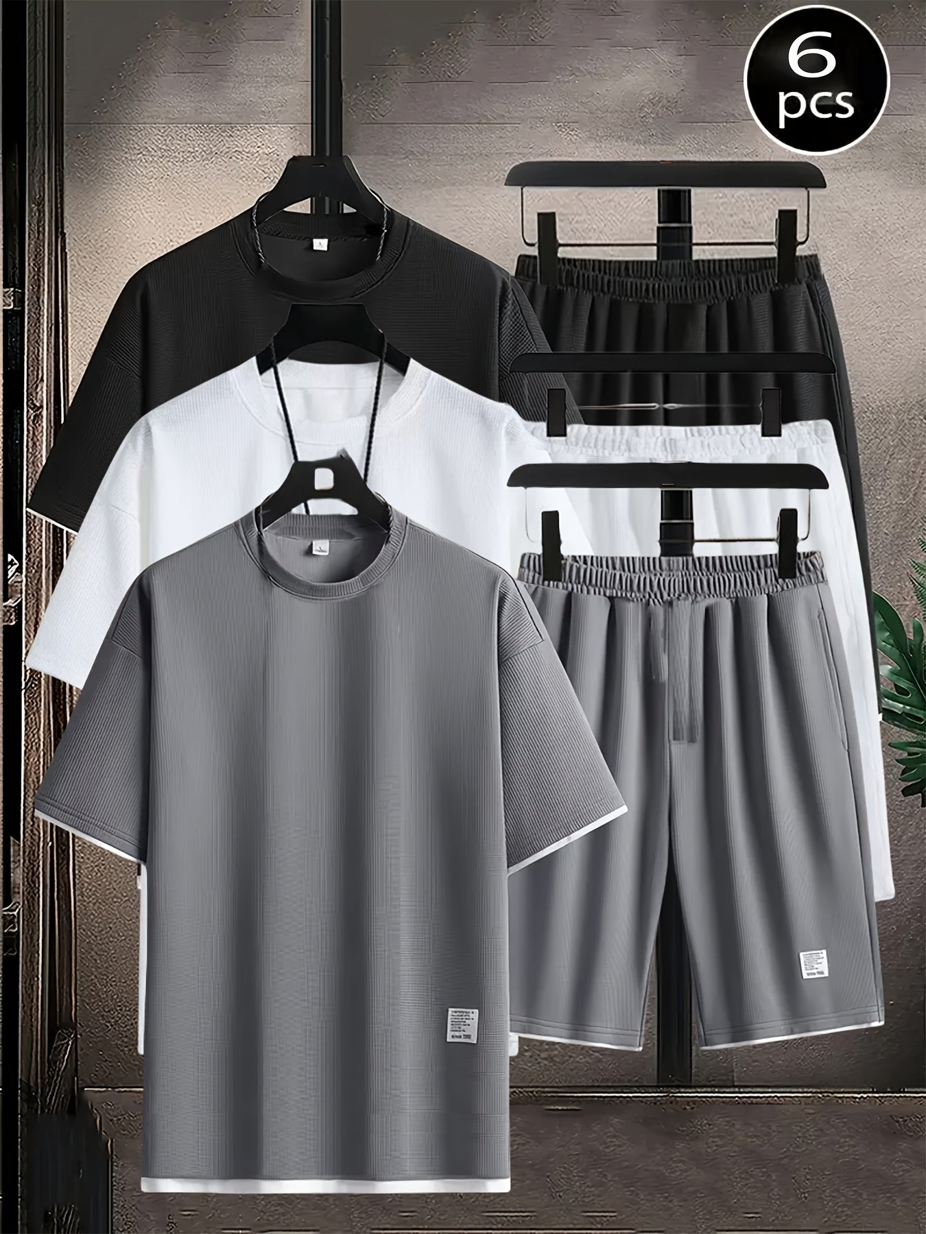 Men's Pajama Top and Shorts Set - Waffle Knit – view 2