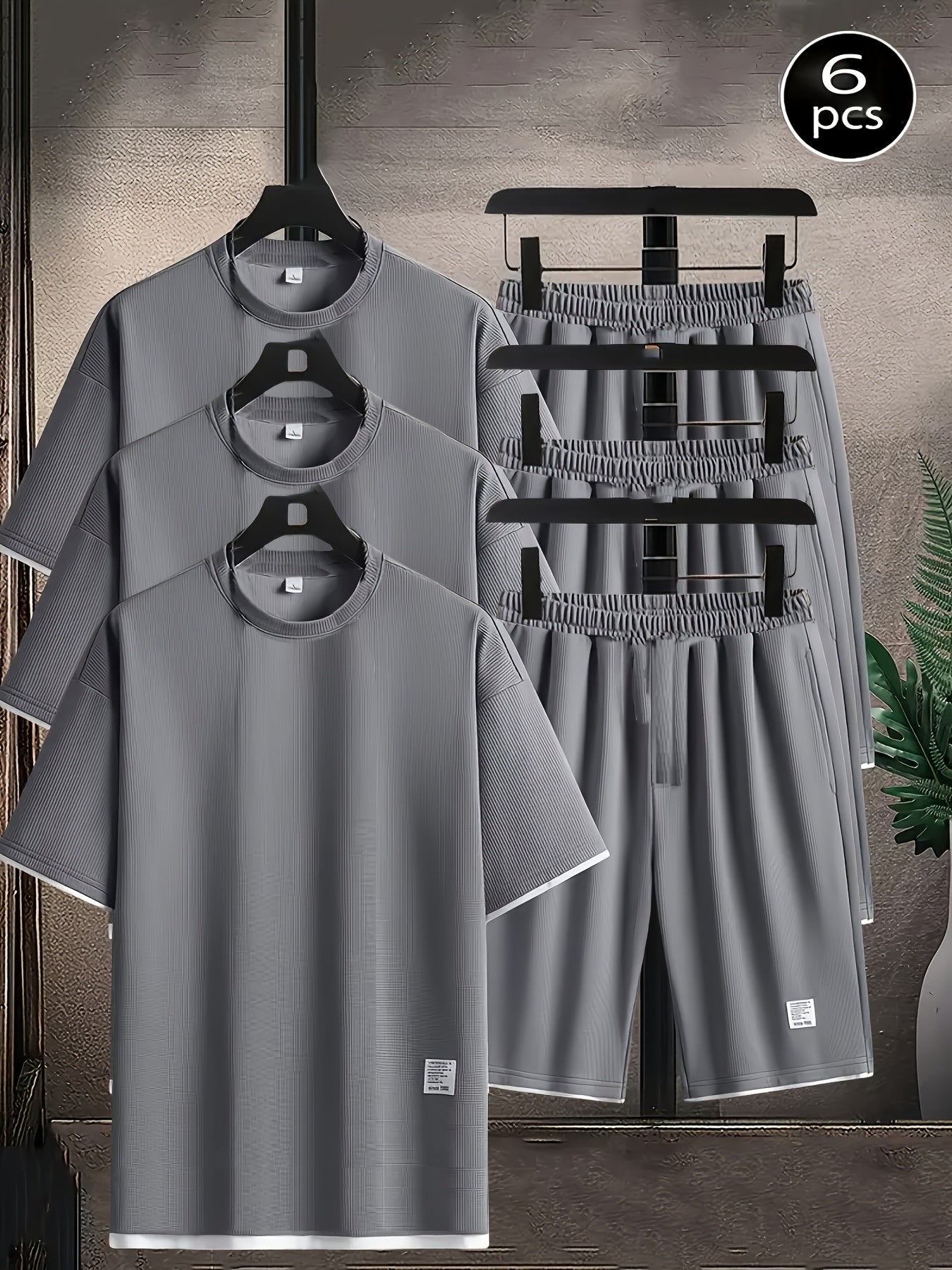 Men's Pajama Top and Shorts Set - Waffle Knit – view 3