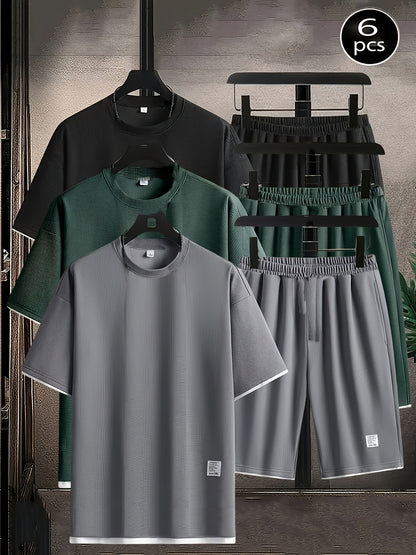 Men's Pajama Top and Shorts Set - Waffle Knit – view 4
