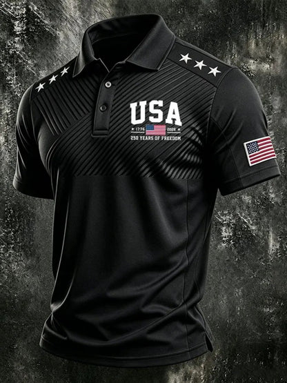 Men's Patriotic Polo Shirt - Collared Short Sleeve – 5-Color Selection – view 4