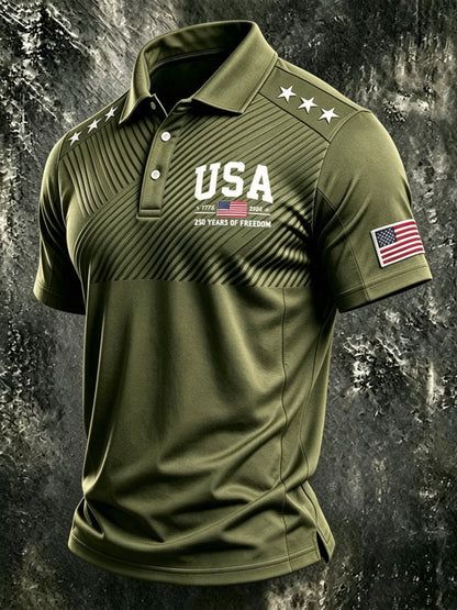 Men's Patriotic Polo Shirt - Collared Short Sleeve – 5-Color Selection – view 6
