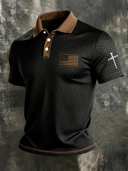 Men's Patriotic Polo Shirt - Collared Short Sleeve – 9-Color Selection – Grey option – view 2