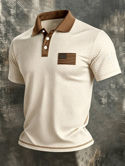 Men's Patriotic Polo Shirt - Collared Short Sleeve – 9-Color Selection – Grey option – view 6