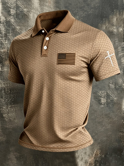 Men's Patriotic Polo Shirt - Collared Short Sleeve – 9-Color Selection – Grey option – view 8