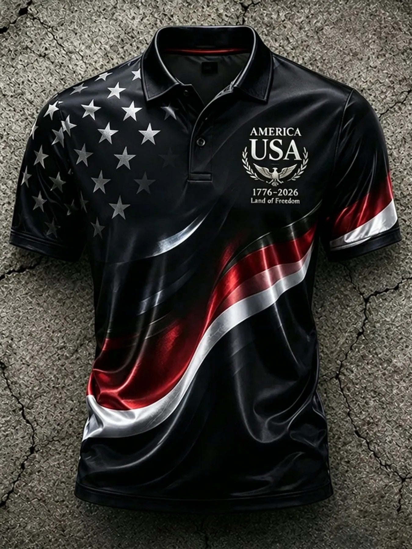 Men's Patriotic Polo Shirt - Collared Short Sleeve – Red / Camel – view 5