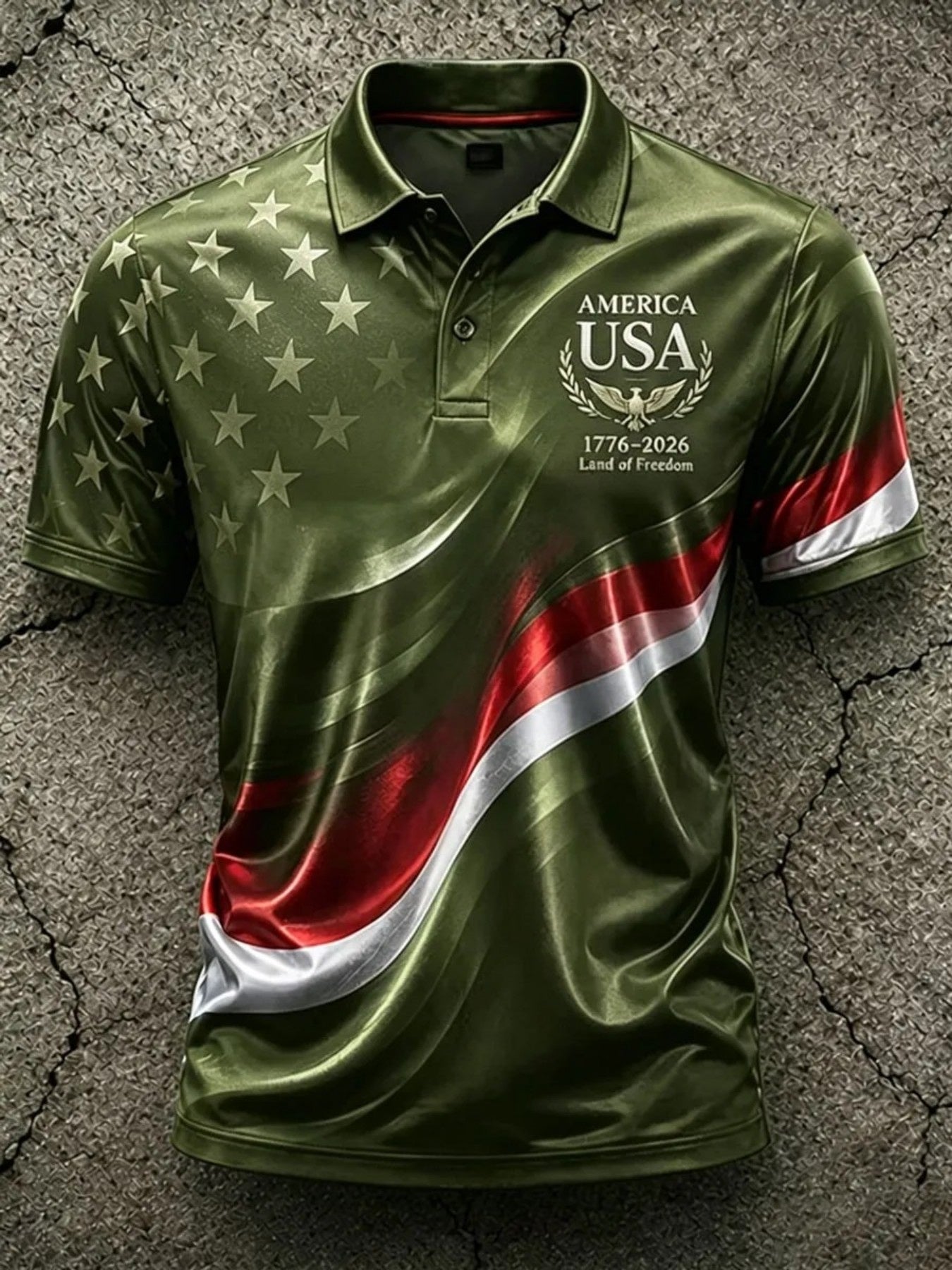 Men's Patriotic Polo Shirt - Collared Short Sleeve – Red / Camel – view 8
