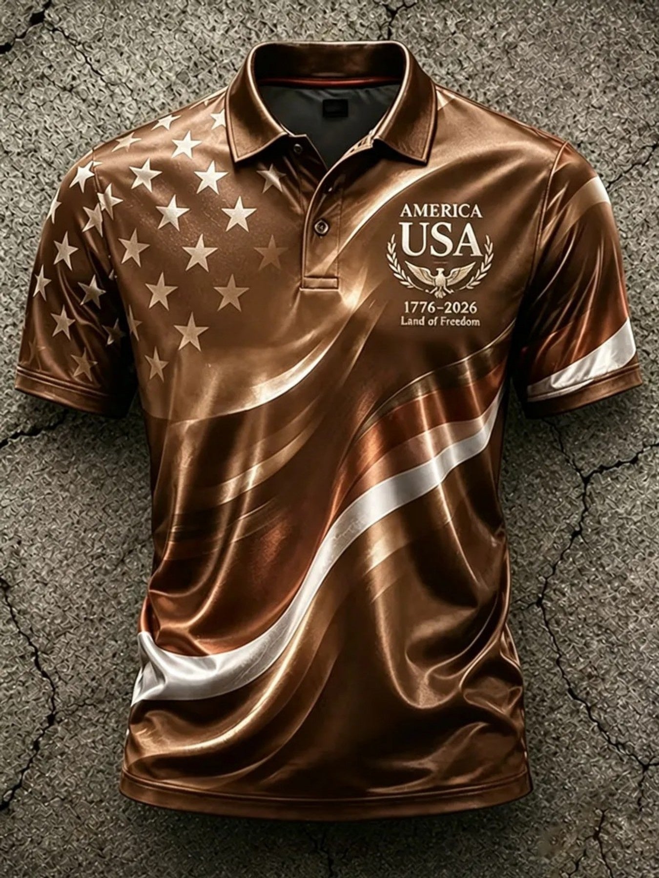 Men's Patriotic Polo Shirt - Collared Short Sleeve – Red / Camel – view 9