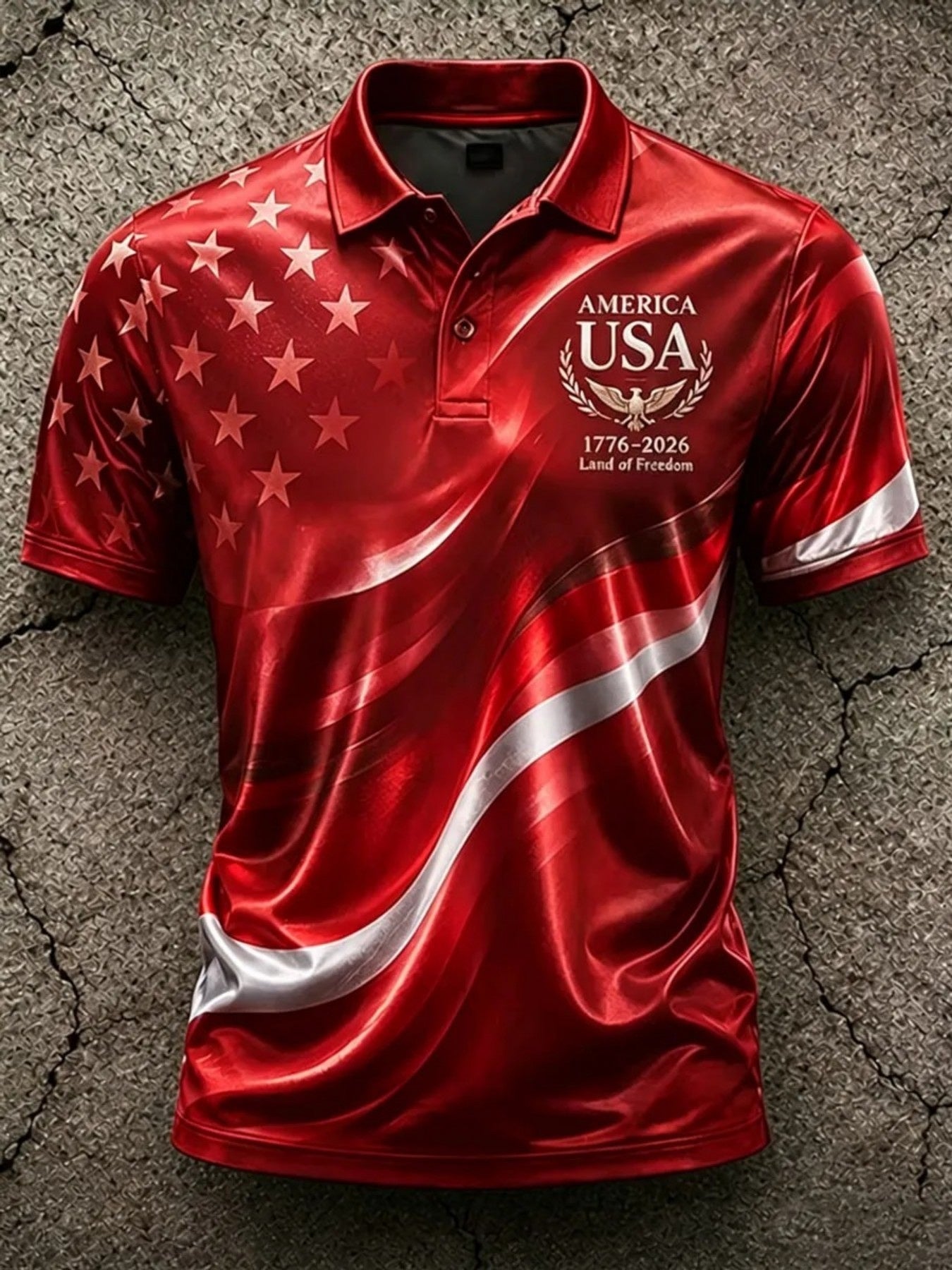 Men's Patriotic Polo Shirt - Collared Short Sleeve – Red / Camel – Red option – view 4