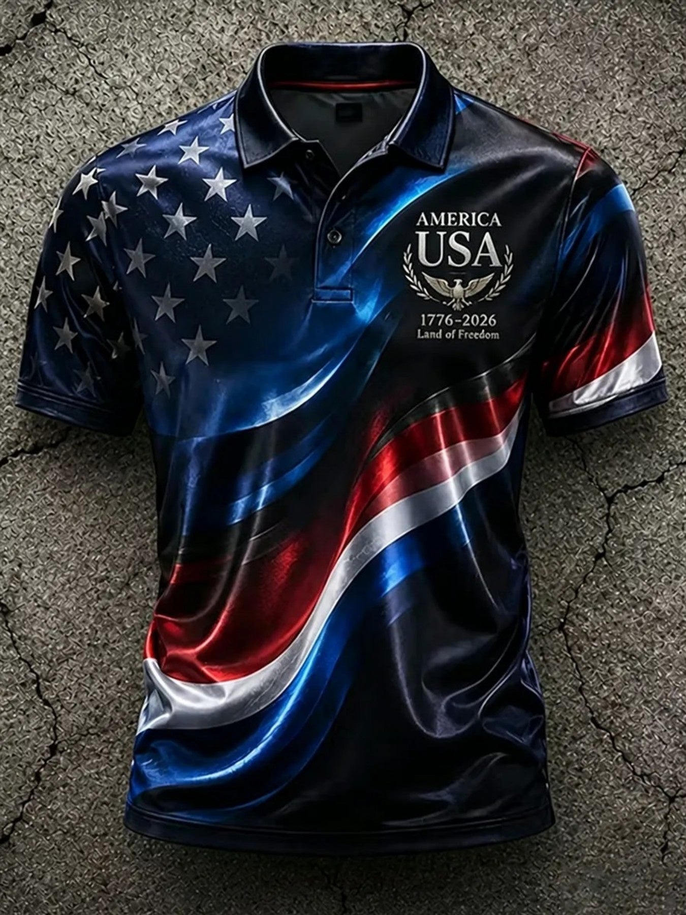 Men's Patriotic Polo Shirt - Collared Short Sleeve – Red / Camel – Red option – view 6