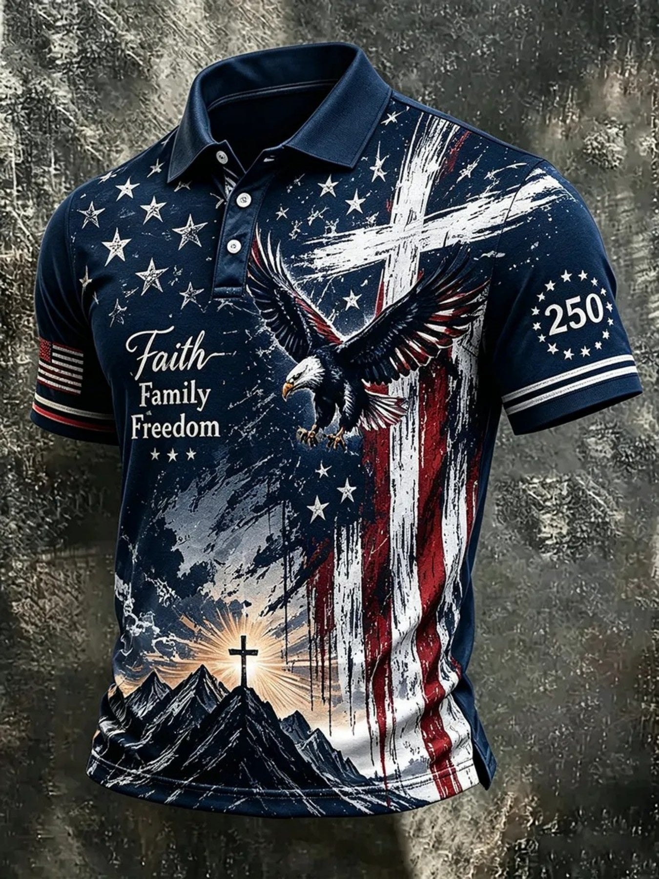 Men's Patriotic Polo Shirt - Collared Short Sleeve – White / Black – White option – main product image