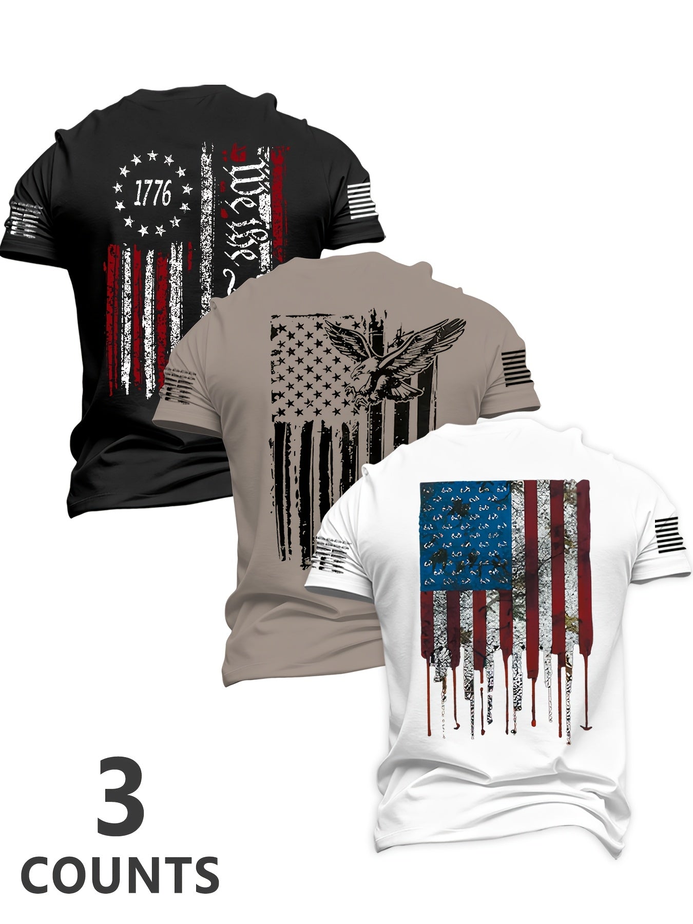 Men's Patriotic T-Shirt - Classic Neck Short Sleeve – view 3