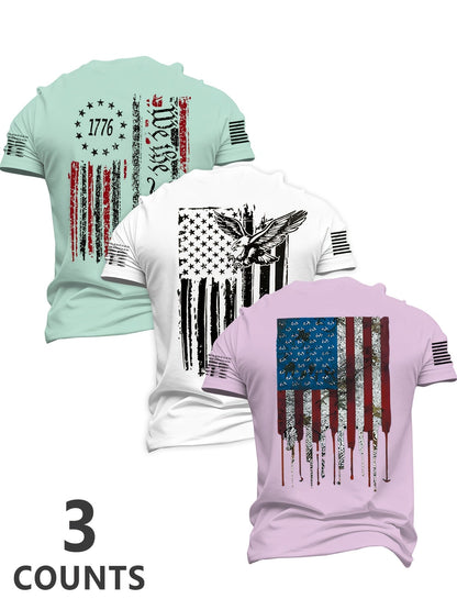 Men's Patriotic T-Shirt - Classic Neck Short Sleeve – Black option – view 6