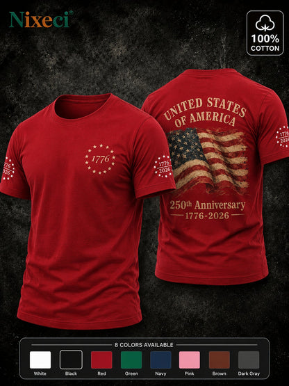 Men's Patriotic T-Shirt - Crew Neck Short Sleeve – 8-Color Selection – view 3
