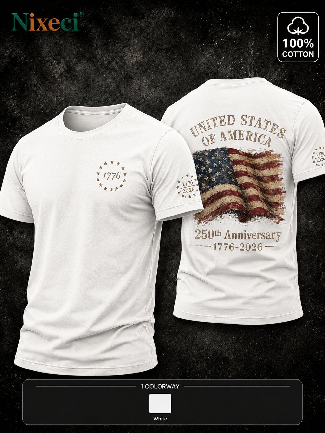 Men's Patriotic T-Shirt - Crew Neck Short Sleeve – 8-Color Selection – view 5