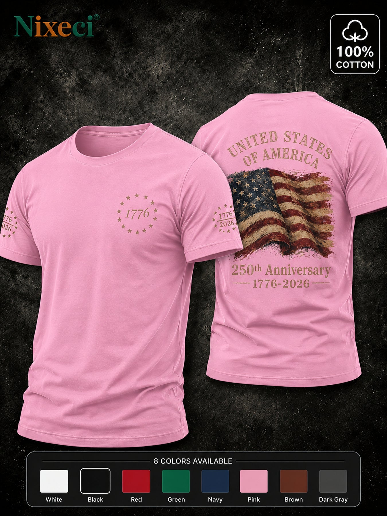 Men's Patriotic T-Shirt - Crew Neck Short Sleeve – 8-Color Selection – view 6