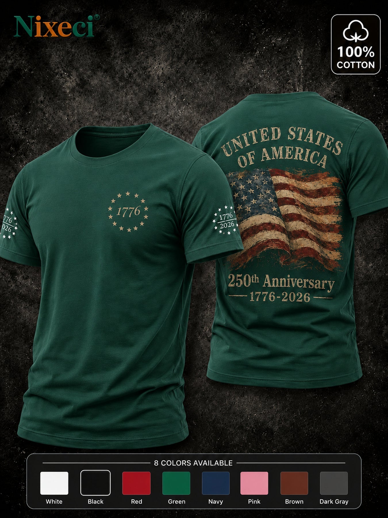 Men's Patriotic T-Shirt - Crew Neck Short Sleeve – 8-Color Selection – view 11