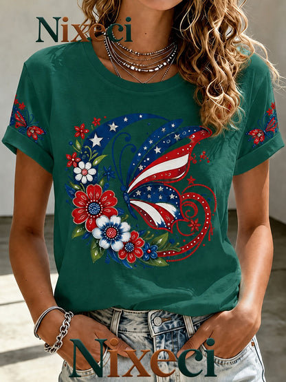 Men's Patriotic T-Shirt - Crew Neck Short Sleeve – NixeciGreen / NixeciBlack – view 2